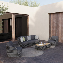 Σετ σαλονι εξ.χωρου 4τμχ sabo hm6208.01 σκουρο γκρι olefin-p.e.σχοινι-αλουμ.-ξυλο teak **