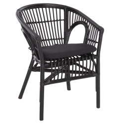 Πολυθρονα dampar hm9929.03 rattan & μαξιλαρι σε μαυρο 58x63x79υεκ. **