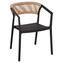 Πολυθρονα πολυπροπυλενιου bogi hm6240.02 μαυρη με μπεζ σχοινι 54x53x75υεκ. **