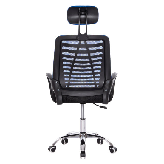 Καρεκλα γραφειου trail2 hm1193.36 μπλε & μαυρο mesh-ποδι χρωμιου 61x61x116yεκ. ** Καρεκλα γραφειου trail2 hm1193.36 μπλε & μαυρο mesh-ποδι χρωμιου 61x61x116yεκ. **