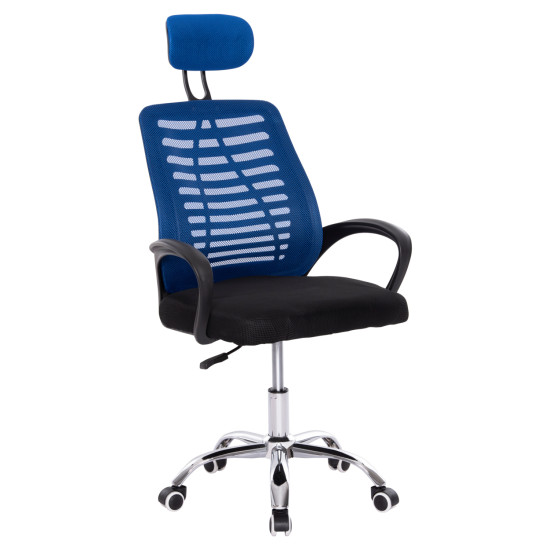 Καρεκλα γραφειου trail2 hm1193.36 μπλε & μαυρο mesh-ποδι χρωμιου 61x61x116yεκ. ** Καρεκλα γραφειου trail2 hm1193.36 μπλε & μαυρο mesh-ποδι χρωμιου 61x61x116yεκ. **