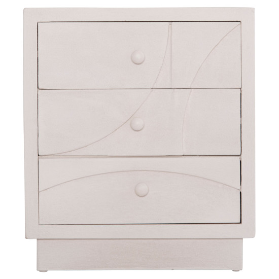 Κομοδινο σειρα santorini hm18047 mdf σε υπολευκο χρωμα-3 συρταρia 48x38x55,5υεκ. **