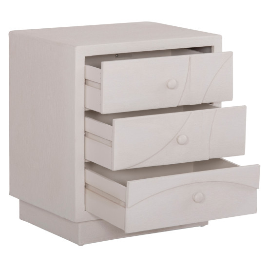 Κομοδινο σειρα santorini hm18047 mdf σε υπολευκο χρωμα-3 συρταρia 48x38x55,5υεκ. **