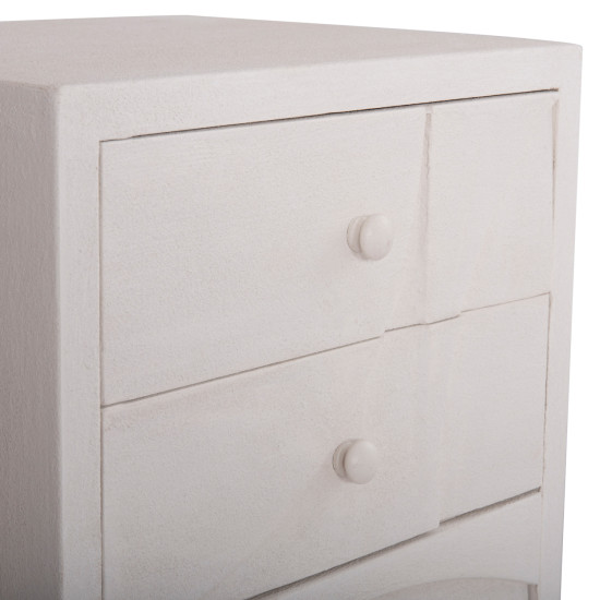 Κομοδινο σειρα santorini hm18047 mdf σε υπολευκο χρωμα-3 συρταρia 48x38x55,5υεκ. **