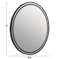 Καθρεπτησ τοιχου στρογγυλοσ rounder hm4503.01 αλουμινιο σε μαυρο-φωτισμοσ led φ80εκ. **