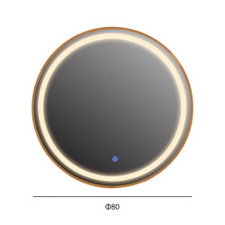 Καθρεπτησ τοιχου στρογγυλοσ rounder hm4503.30 αλουμινιο σε χρυσο-φωτισμοσ led φ80εκ. **