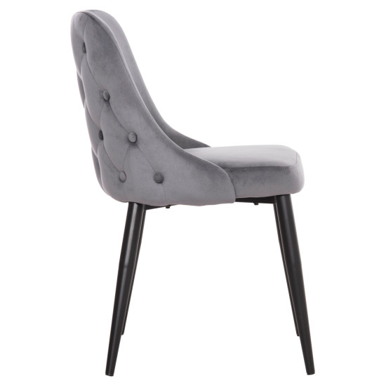 ΚΑΡΕΚΛΑ SERENITY HM8527.11 ΒΕΛΟΥΔΟ ΓΚΡΙ ΜΕ ΜΑΥΡΑ ΜΕΤΑΛΛΙΚΑ ΠΟΔΙΑ 51x54x83,5Υεκ. - 2τεμ **