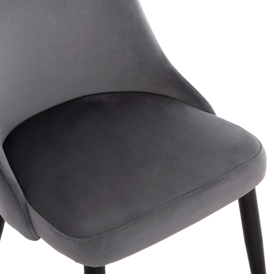 ΚΑΡΕΚΛΑ SERENITY HM8527.11 ΒΕΛΟΥΔΟ ΓΚΡΙ ΜΕ ΜΑΥΡΑ ΜΕΤΑΛΛΙΚΑ ΠΟΔΙΑ 51x54x83,5Υεκ. - 2τεμ **