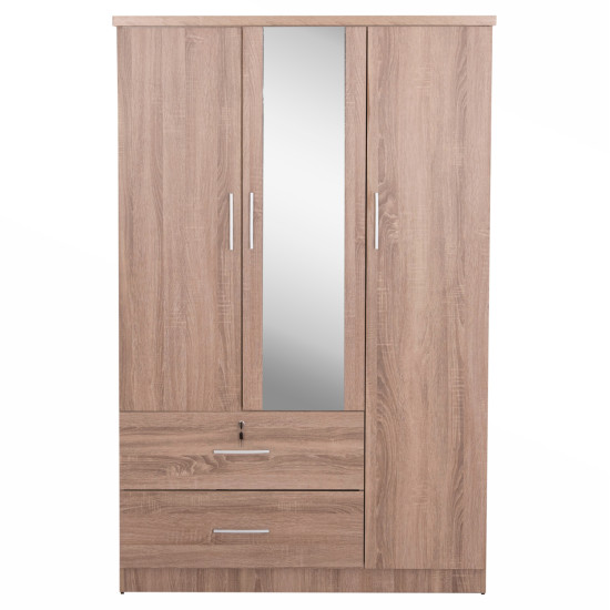 Ντουλαπα με καθρεφτη & συρταρια jarry hm2485.11 sonama oak μελαμινη 119x48x183υεκ **