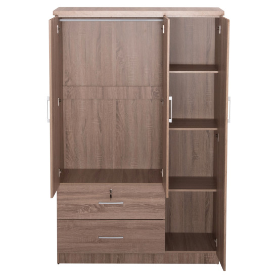 Ντουλαπα με καθρεφτη & συρταρια jarry hm2485.11 sonama oak μελαμινη 119x48x183υεκ **