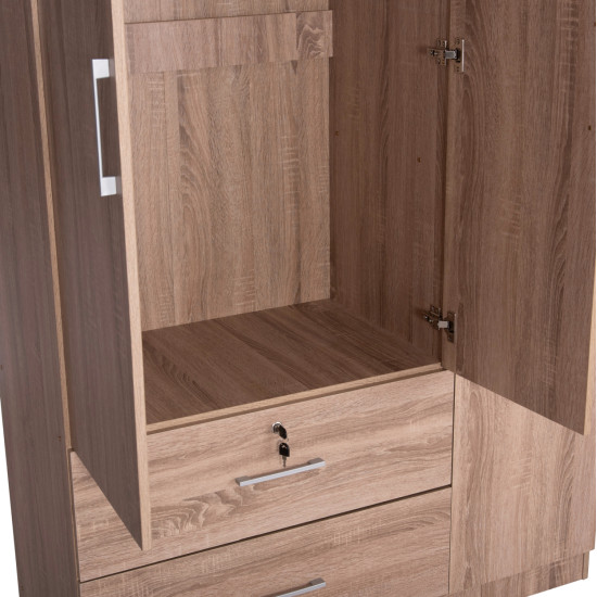 Ντουλαπα με καθρεφτη & συρταρια jarry hm2485.11 sonama oak μελαμινη 119x48x183υεκ **