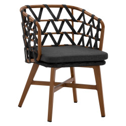 Πολυθρονα αλουμινιου ricko hm5782.11 καφε σκελετοσ-γκρι κορδονι 58x59x78υ εκ. **