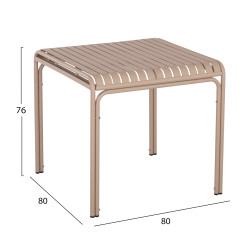 Τραπεζι τετραγωνο αλουμινιου rachel hm6338.04 σαμπανι 80x80x76υεκ. **