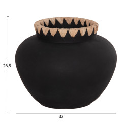 Διακοσμητικο βαζο renton(l) hm4370 τερακοτα μαυρh-πλεξη ψαθασ στο στομιο φ32x26,5υεκ. ** Διακοσμητικο βαζο renton(l) hm4370 τερακοτα μαυρh-πλεξη ψαθασ στο στομιο φ32x26,5υεκ. **