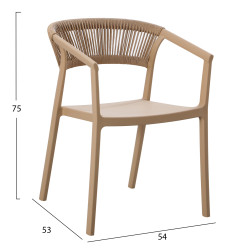 Πολυθρονα πολυπροπυλενιου bogi hm6240.03 καπουτσινο με μπεζ σχοινι 55x53.5x74υεκ. ** Πολυθρονα πολυπροπυλενιου bogi hm6240.03 καπουτσινο με μπεζ σχοινι 55x53.5x74υεκ. **