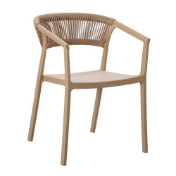 Πολυθρονα πολυπροπυλενιου bogi hm6240.03 καπουτσινο με μπεζ σχοινι 55x53.5x74υεκ. **