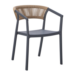 Πολυθρονα πολυπροπυλενιου bogi hm6240.10 γκρι με μπεζ σχοινι 55x53.5x74υεκ. **