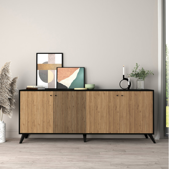 Μπουφεσ μελαμινησ kruden hm9446.11 μαυρο-φυσικο 180x40x78.6υεκ. **