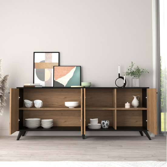 Μπουφεσ μελαμινησ kruden hm9446.11 μαυρο-φυσικο 180x40x78.6υεκ. **