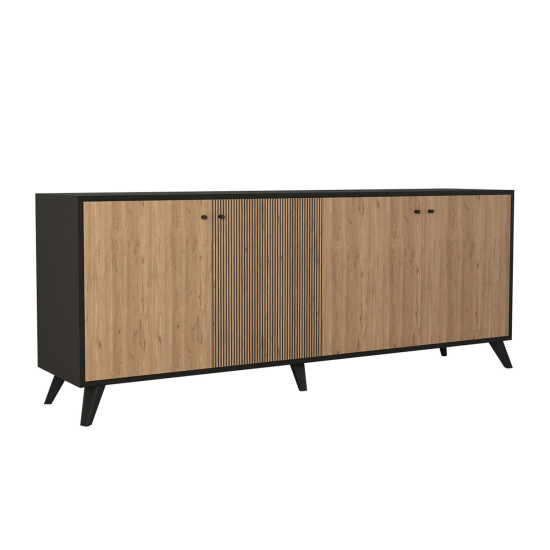 Μπουφεσ μελαμινησ kruden hm9446.11 μαυρο-φυσικο 180x40x78.6υεκ. **
