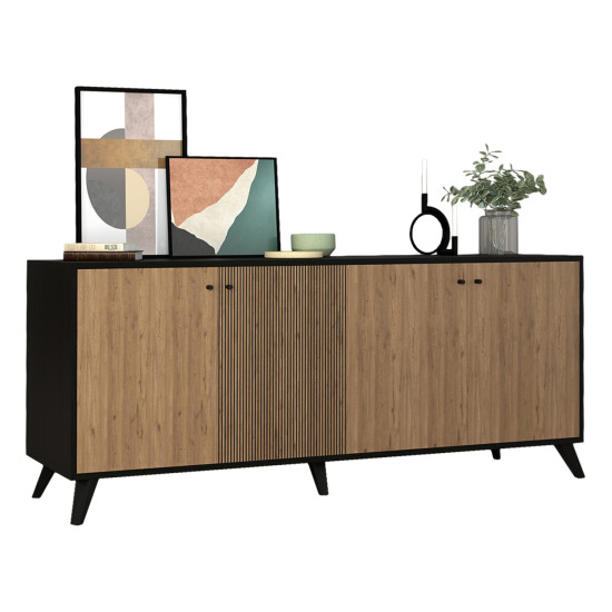Μπουφεσ μελαμινησ kruden hm9446.11 μαυρο-φυσικο 180x40x78.6υεκ. **