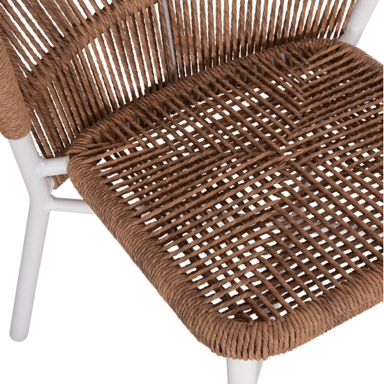 Καρεκλα αλουμινιου lynn hm6267.02 λευκοσ σκελετοσ-p.e.rattan φυσικο 57x61x79υεκ **