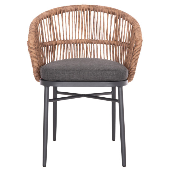 Πολυθρονα αλουμινιου orin hm6265.01 σκουρο γκρι- p.e.rattan σε φυσικο 58x61x75υεκ. **