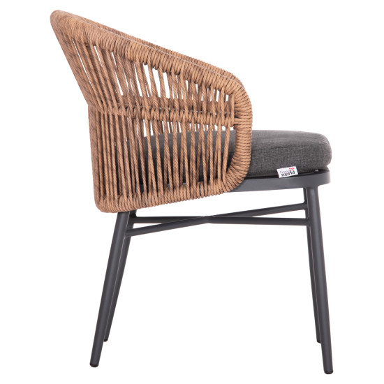 Πολυθρονα αλουμινιου orin hm6265.01 σκουρο γκρι- p.e.rattan σε φυσικο 58x61x75υεκ. **
