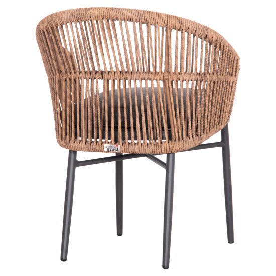 Πολυθρονα αλουμινιου orin hm6265.01 σκουρο γκρι- p.e.rattan σε φυσικο 58x61x75υεκ. **