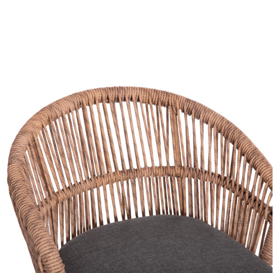 Πολυθρονα αλουμινιου orin hm6265.01 σκουρο γκρι- p.e.rattan σε φυσικο 58x61x75υεκ. **