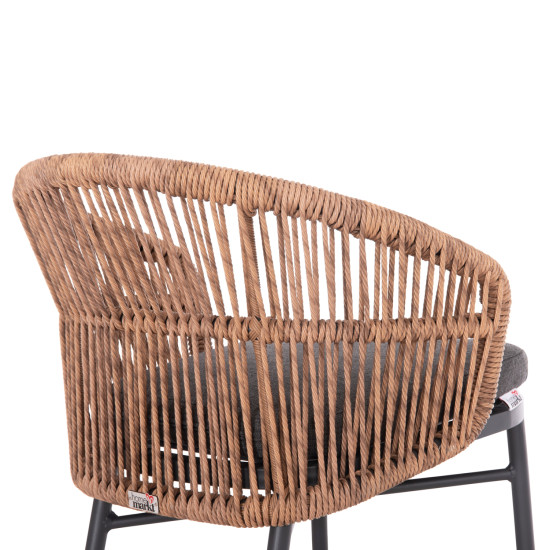Πολυθρονα αλουμινιου orin hm6265.01 σκουρο γκρι- p.e.rattan σε φυσικο 58x61x75υεκ. **