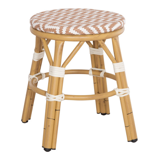 Σκαμπο αλουμινιου chino hm6285.04 bamboo look-textilene λευκο-καφε φ36x46υεκ. **