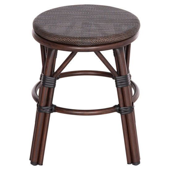 Σκαμπο αλουμινιου chino hm6285.01 bamboo look καφε-textilene καφε φ36x46υεκ. **