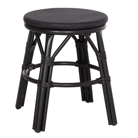 Σκαμπο αλουμινιου chino hm6285.02 bamboo look & textilene σε μαυρο φ36x46υεκ. **