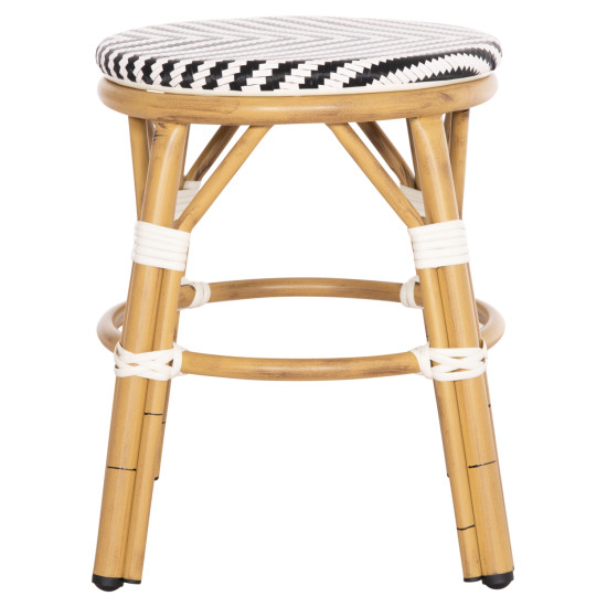 Σκαμπο αλουμινιου chino hm6285.03 bamboo look-textilene λευκο-μαυρο φ36x46υεκ. **