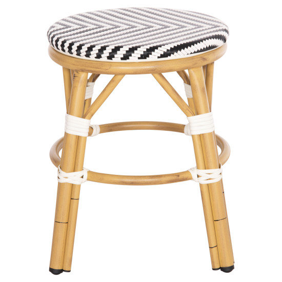Σκαμπο αλουμινιου chino hm6285.03 bamboo look-textilene λευκο-μαυρο φ36x46υεκ. **