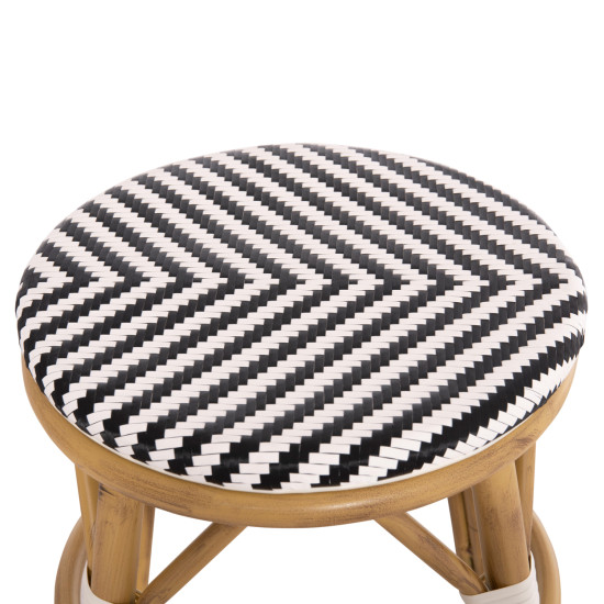 Σκαμπο αλουμινιου chino hm6285.03 bamboo look-textilene λευκο-μαυρο φ36x46υεκ. **