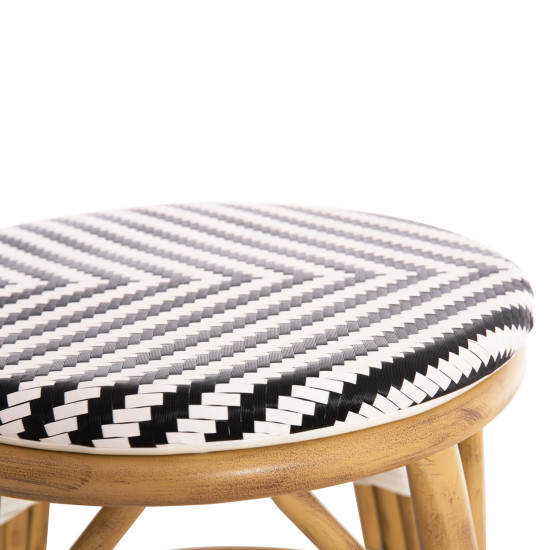 Σκαμπο αλουμινιου chino hm6285.03 bamboo look-textilene λευκο-μαυρο φ36x46υεκ. **