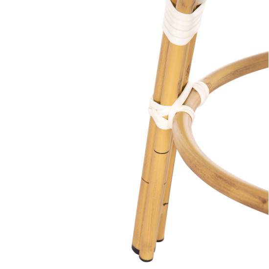 Σκαμπο αλουμινιου chino hm6285.03 bamboo look-textilene λευκο-μαυρο φ36x46υεκ. **