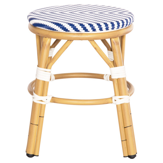 Σκαμπο αλουμινιου chino hm6285.05 bamboo look-textilene λευκο-μπλε φ36x46υεκ. **