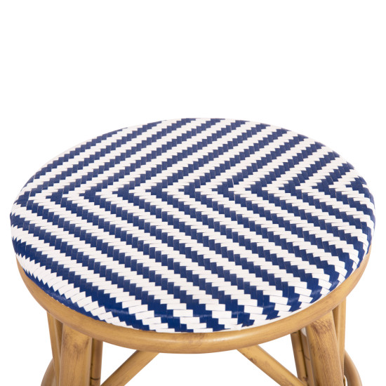 Σκαμπο αλουμινιου chino hm6285.05 bamboo look-textilene λευκο-μπλε φ36x46υεκ. **