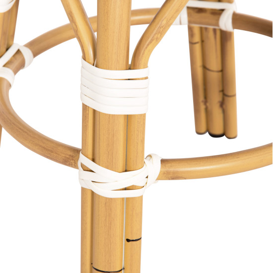 Σκαμπο αλουμινιου chino hm6285.05 bamboo look-textilene λευκο-μπλε φ36x46υεκ. **