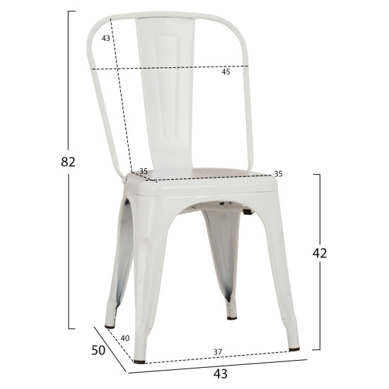 Καρεκλα μεταλλικη melita-pro hm8641.41 λευκο ματ 44x47x84.5υεκ. **