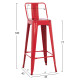 Σκαμπο bar me πλατη μεταλλικο melita-pro hm8643.44 κοκκινο 42x42x100υεκ. **