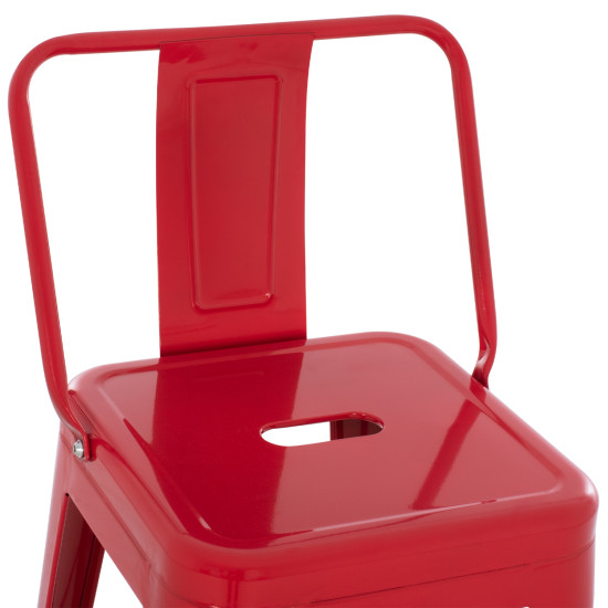 Σκαμπο bar me πλατη μεταλλικο melita-pro hm8643.44 κοκκινο 42x42x100υεκ. **
