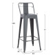 Σκαμπο bar me πλατη μεταλλικο melita-pro hm8643.50 γκρι 42x42x100υεκ. **