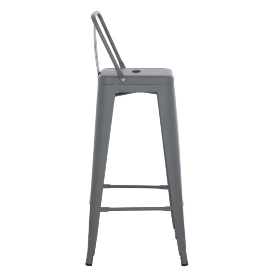 Σκαμπο bar me πλατη μεταλλικο melita-pro hm8643.50 γκρι 42x42x100υεκ. **