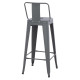 Σκαμπο bar me πλατη μεταλλικο melita-pro hm8643.50 γκρι 42x42x100υεκ. **