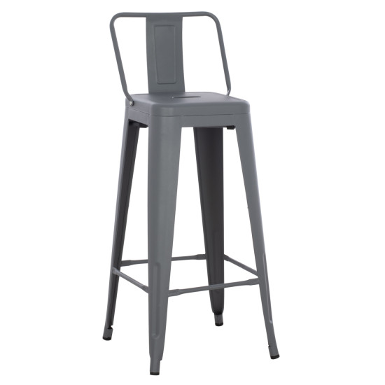 Σκαμπο bar me πλατη μεταλλικο melita-pro hm8643.50 γκρι 42x42x100υεκ. **