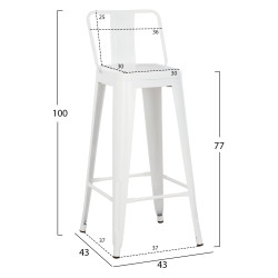 Σκαμπο bar me πλατη μεταλλικο melita-pro hm8643.41 λευκο ματ 42x42x100υεκ. ** Σκαμπο bar me πλατη μεταλλικο melita-pro hm8643.41 λευκο ματ 42x42x100υεκ. **